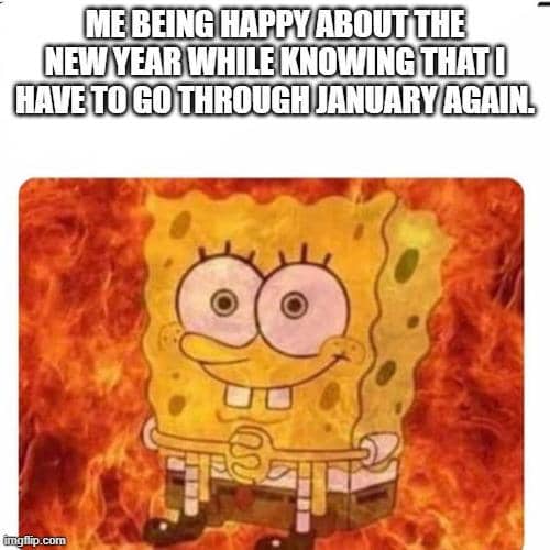 meme SpongeBob tentang Januari
