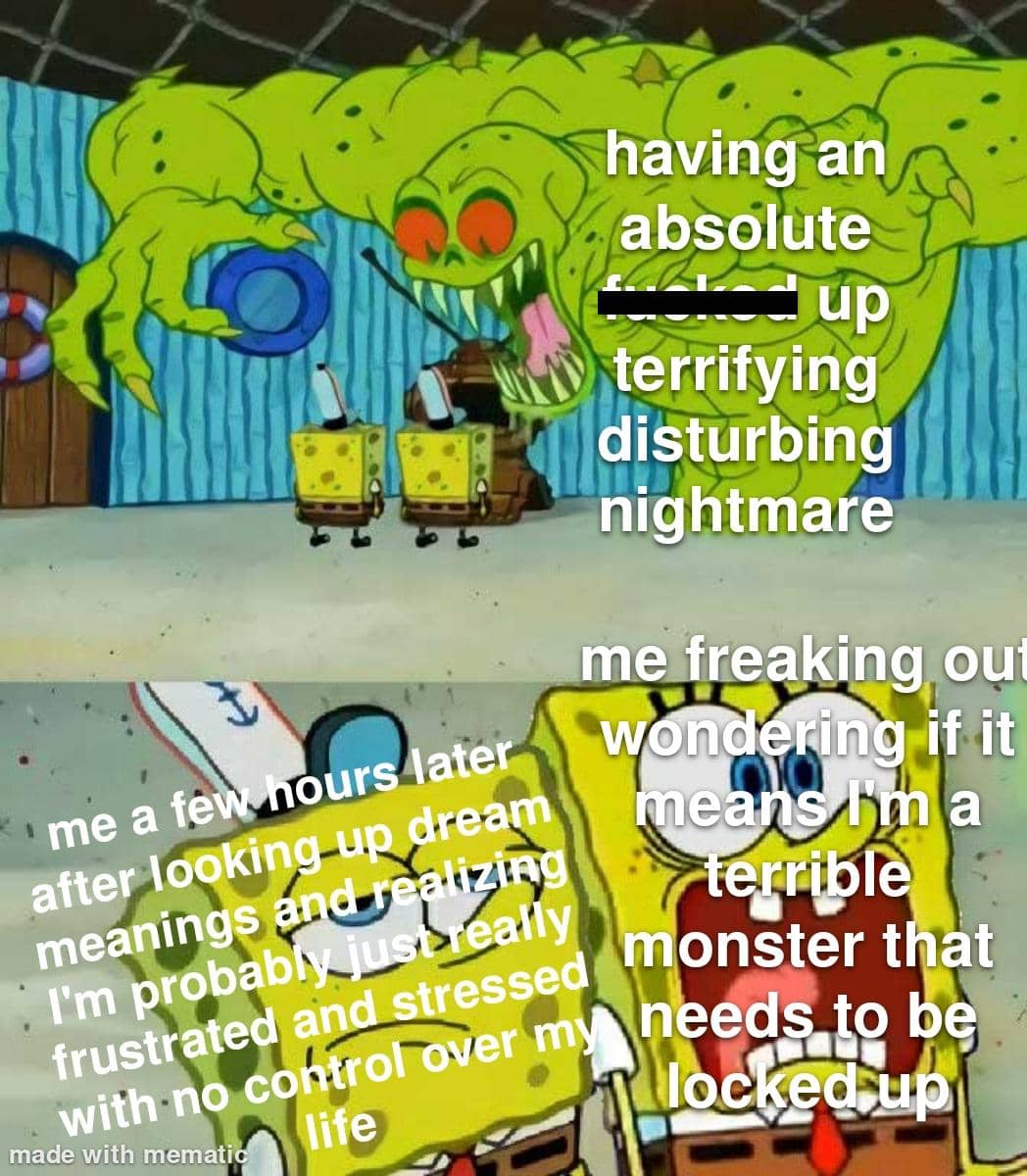 meme SpongeBob tentang mimpi buruk