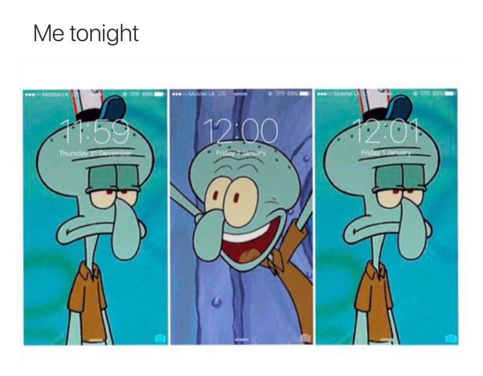 meme SpongeBob tentang Januari