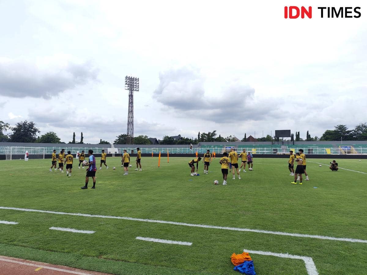 Bhayangkara Presisi Lampung FC saat latihan jelang laga vs Dewa United.