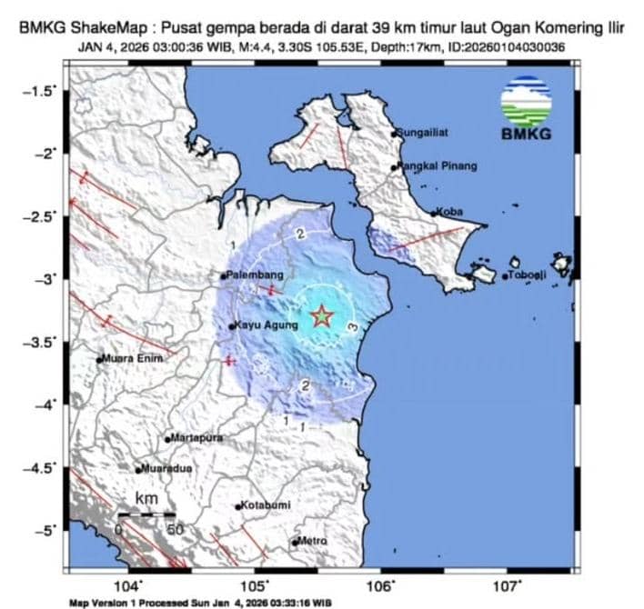 Laporan gempa di Tulung Selapan OKI.