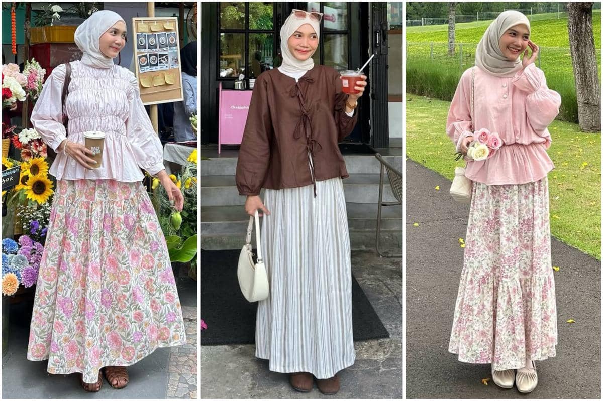 7 Ide OOTD Hijab Pakai Rok ala Diva Syifa, So Cheerful and Girly!