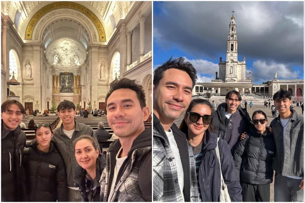 Keluarga Darius Sinathrya ikut misa di Kota Fátima.