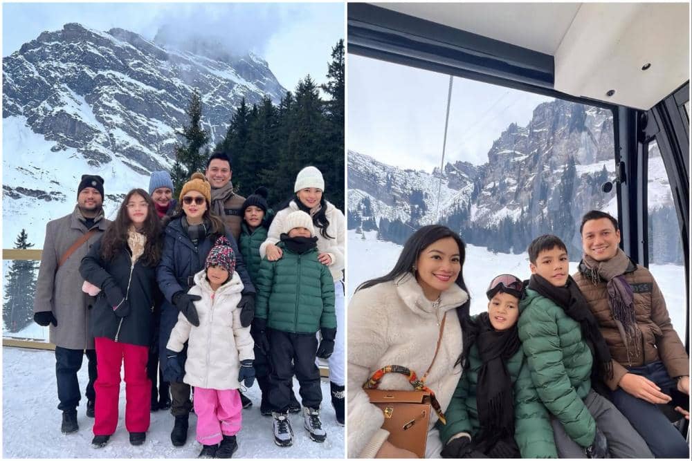 Keluarga Titi Kamal liburan bersama di Swiss.
