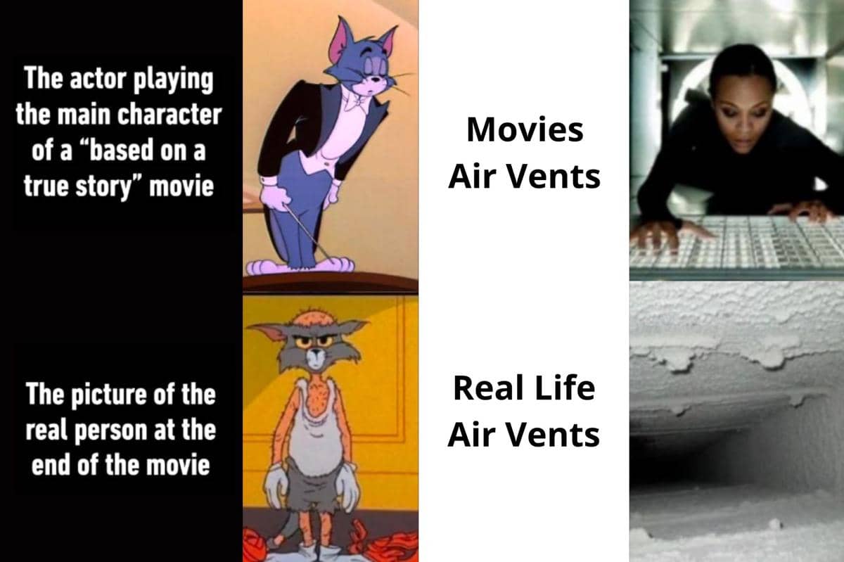 kolase meme perbandingan film dan realitas