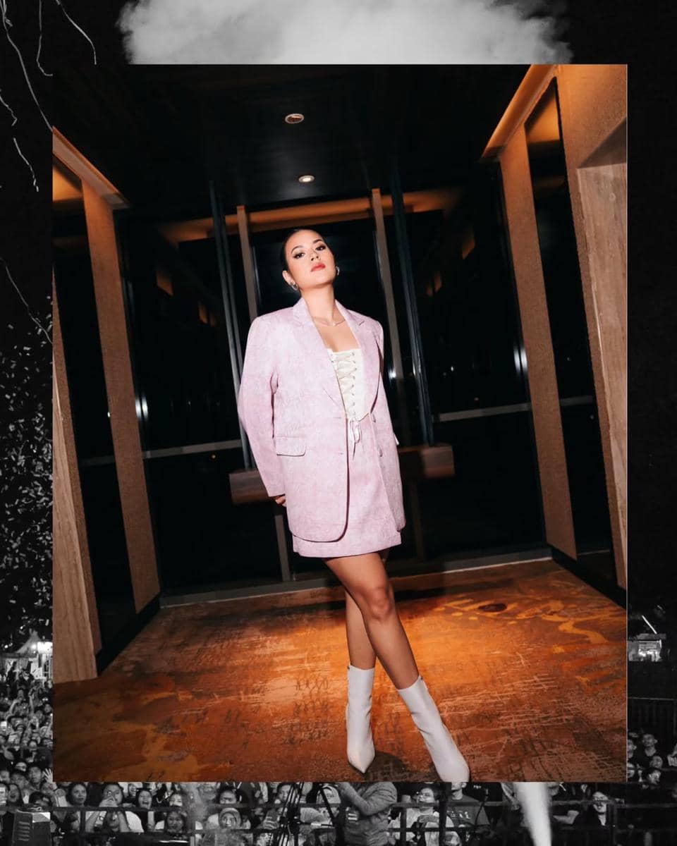 inspirasi outfit one set ala Raisa Andriana