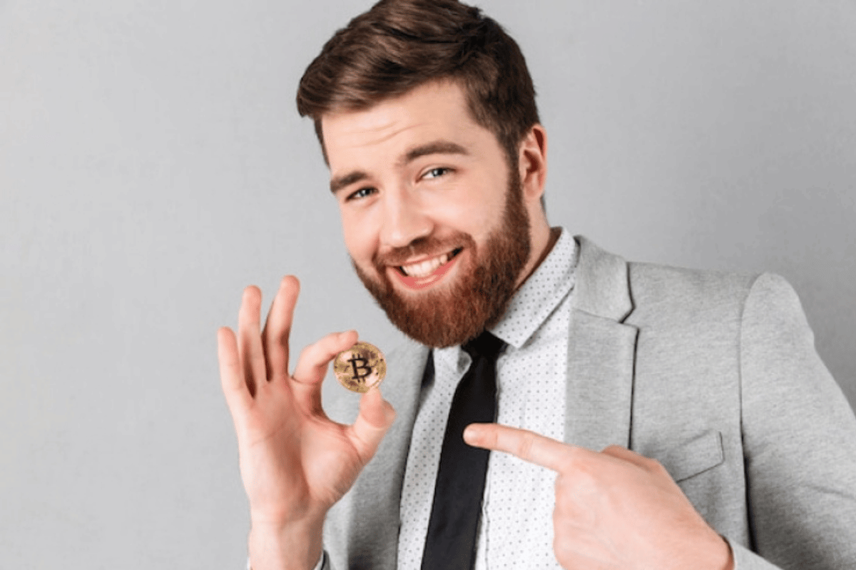 ilustrasi pria berinvestasi emas fisik