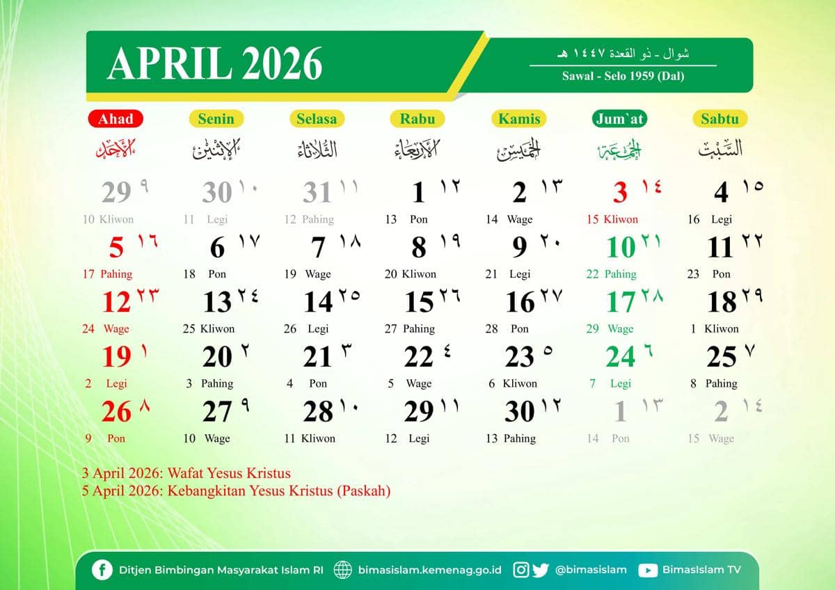 ilustrasi kalender Hijriah bulan Maret 2026