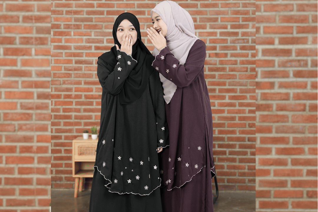 ilustrasi set rok outfit untuk lebaran