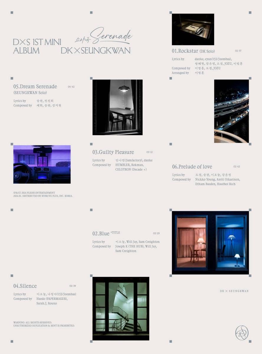 tracklist mini album Serenade dari DK dan Seungkwan SEVENTEEN