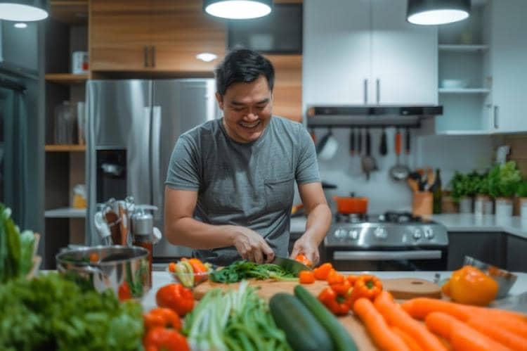 ilustrasi pria melakukan meal preparation