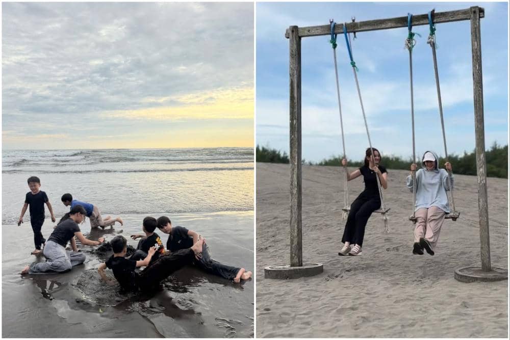 Keluarga Zaskia Adya Mecca bermain di Pantai Parangtritis.