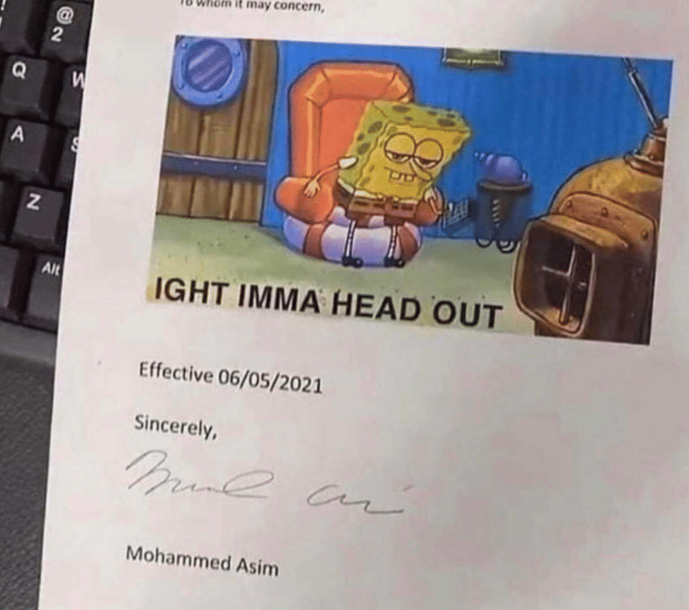 meme buru-buru resign