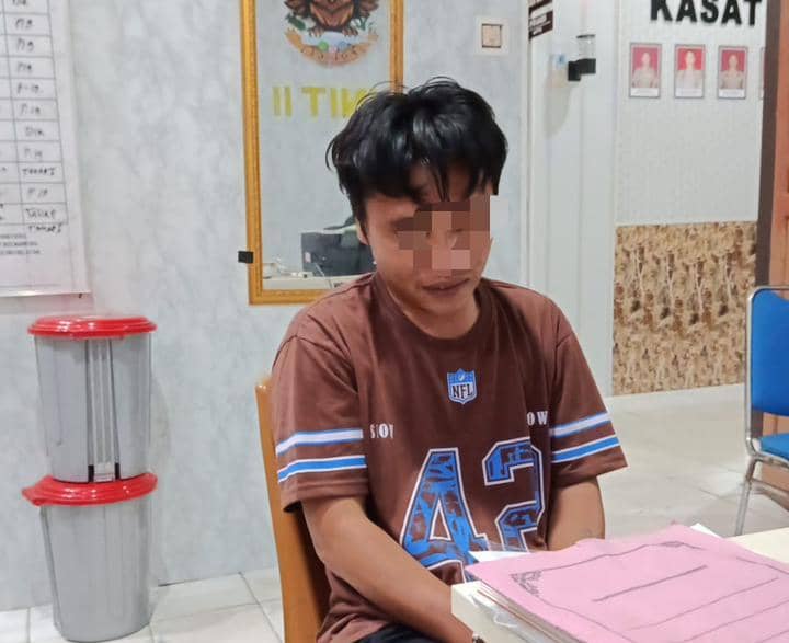 Tersangka berinisial R ditangkap usai menjadi pengedar narkotika di kawasan wisata Danau Ranau (Dok: Polres OKUS)