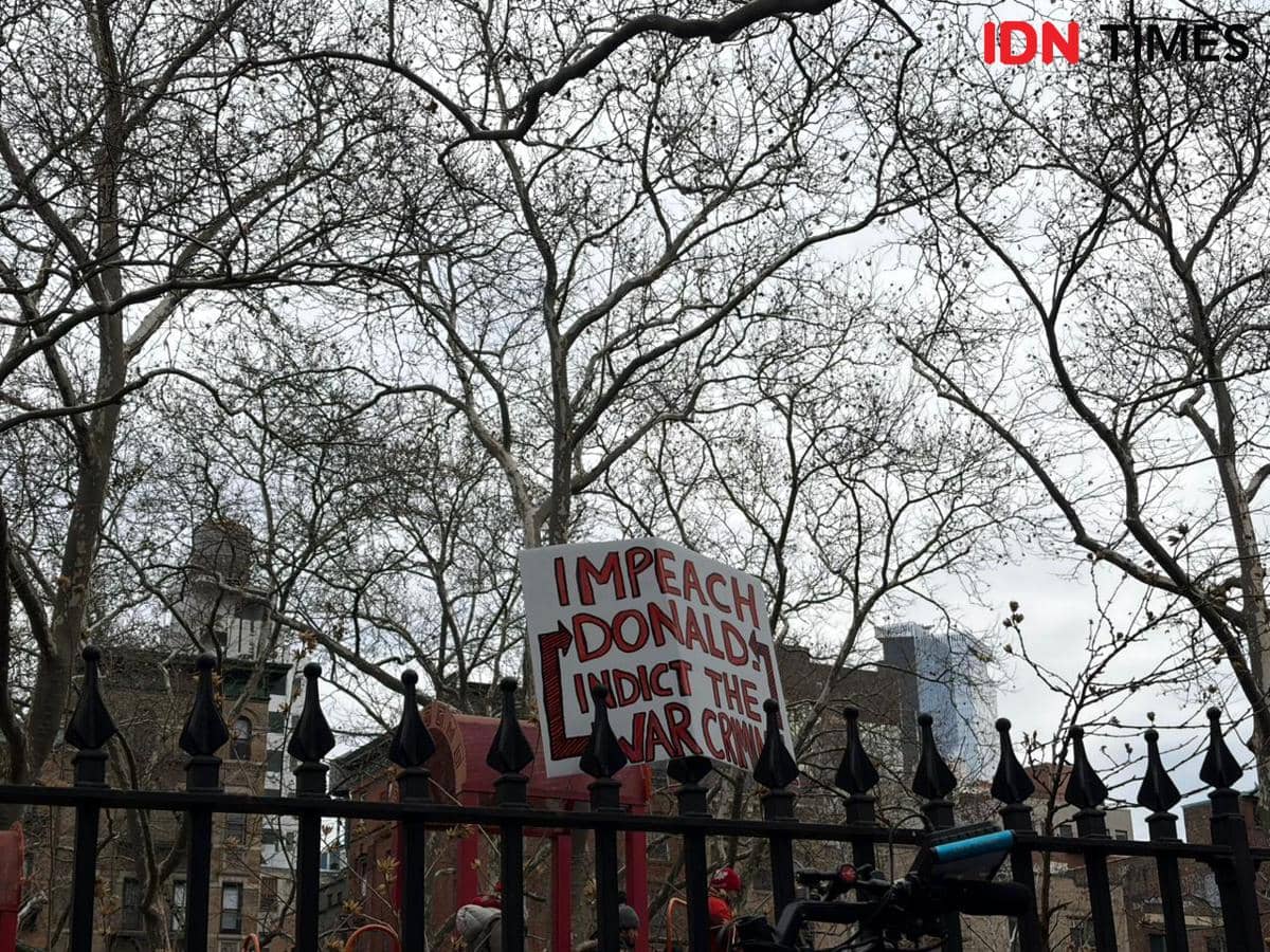 Potret Demo Warga Venezuela di Depan Pengadilan New York