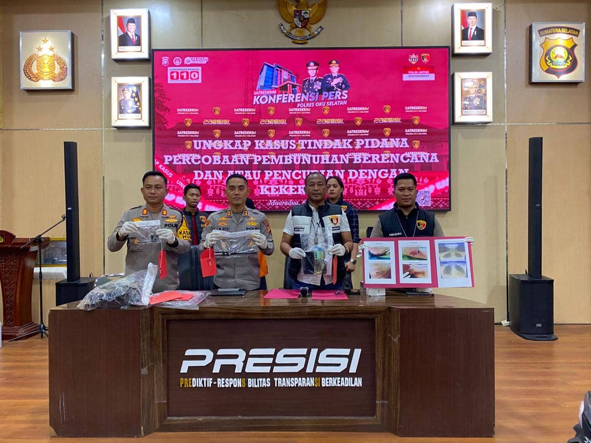 Penangkapan pelaku penembakan dan penusukan petani kopi di OKU Selatan (Dok: Polres OKUS)