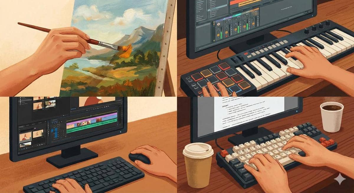 Ilustrasi pekerja di industri kreatif (dibuat dengan Google Gemini)