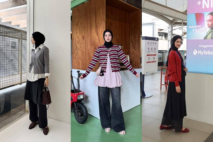 referensi padu padan cardigan ala Rania Sukandari 