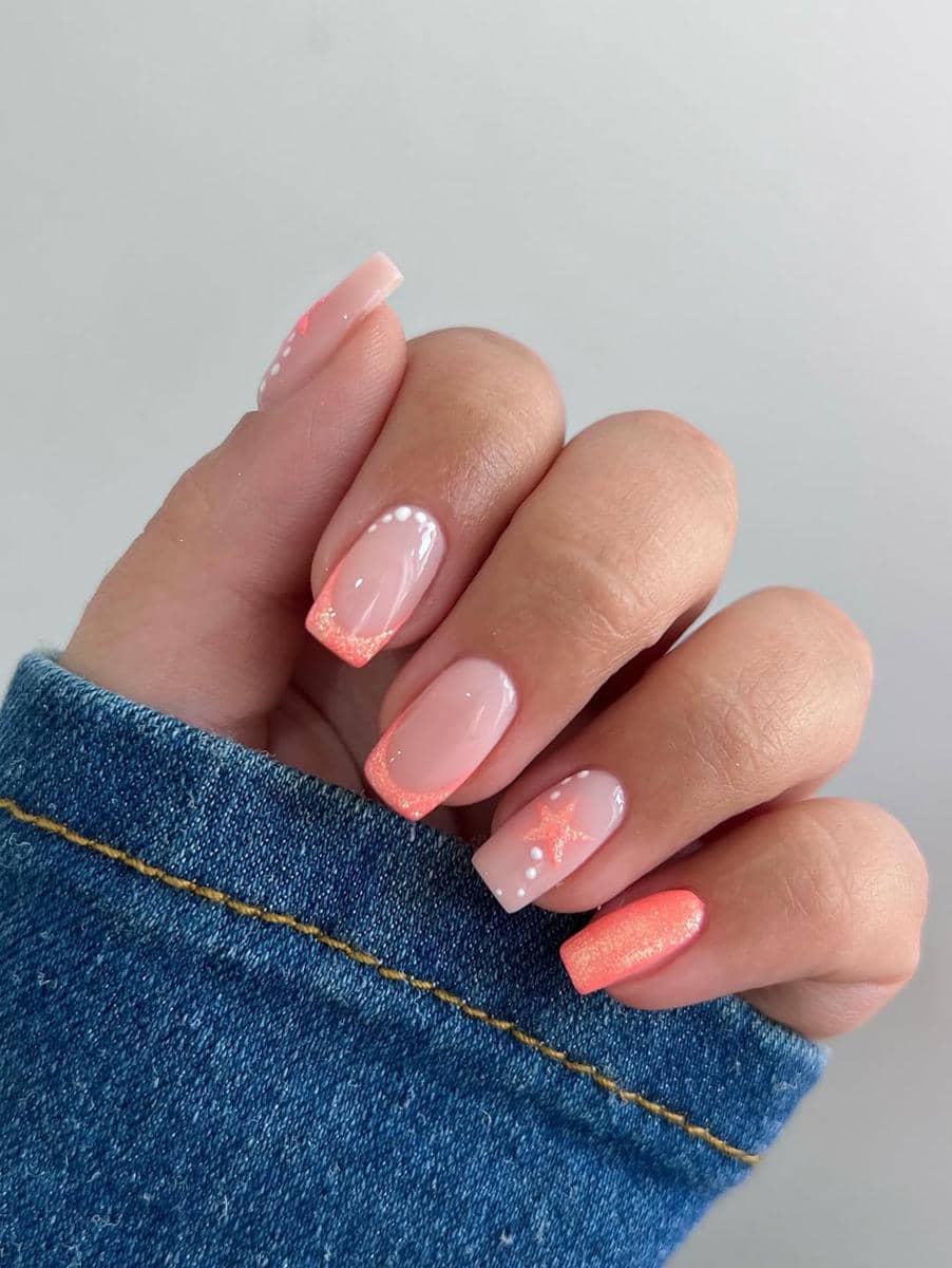 inspirasi nail art warna coral 