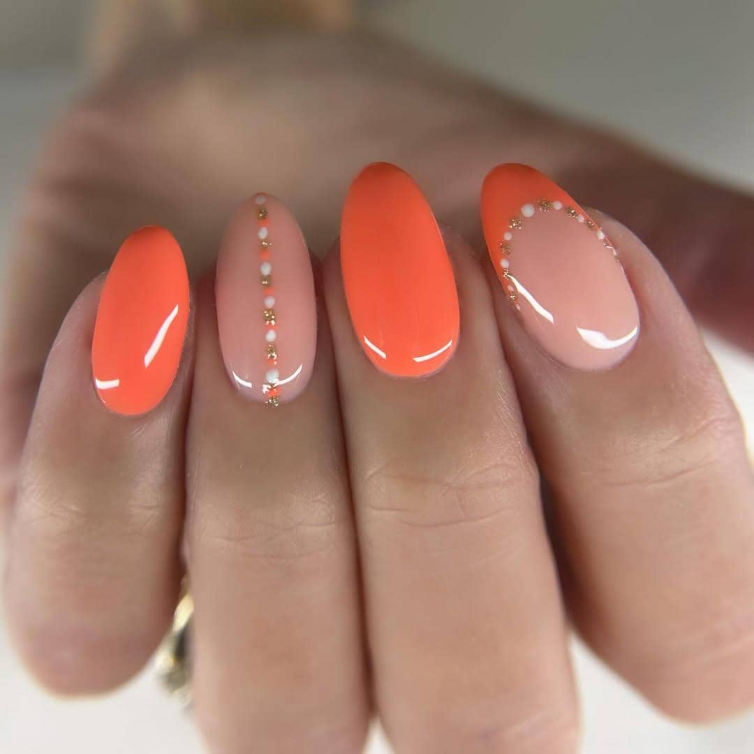 inspirasi nail art warna coral 