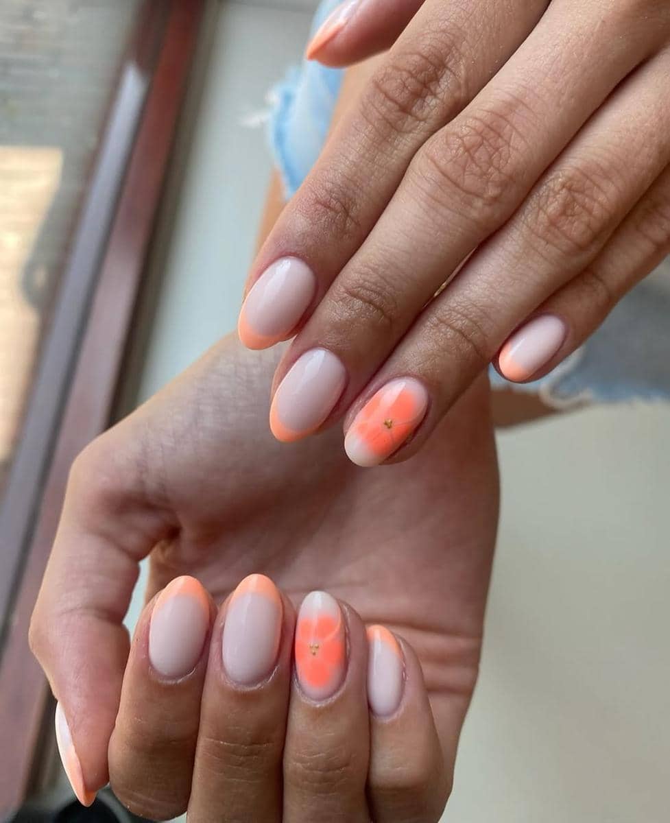 inspirasi nail art warna coral 