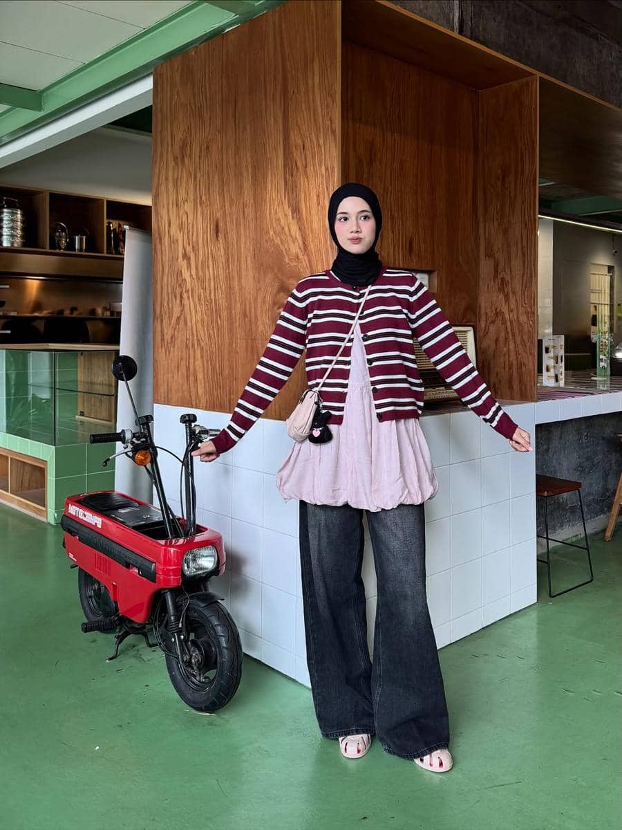 referensi padu padan cardigan ala Rania Sukandari