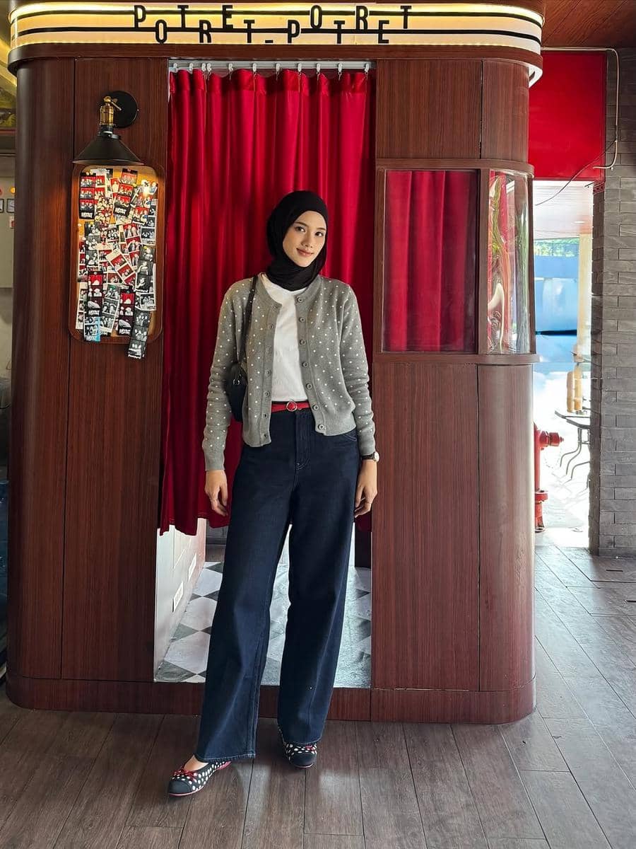 referensi padu padan cardigan ala Rania Sukandari