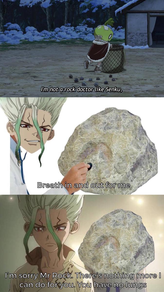 meme anime tentang batu