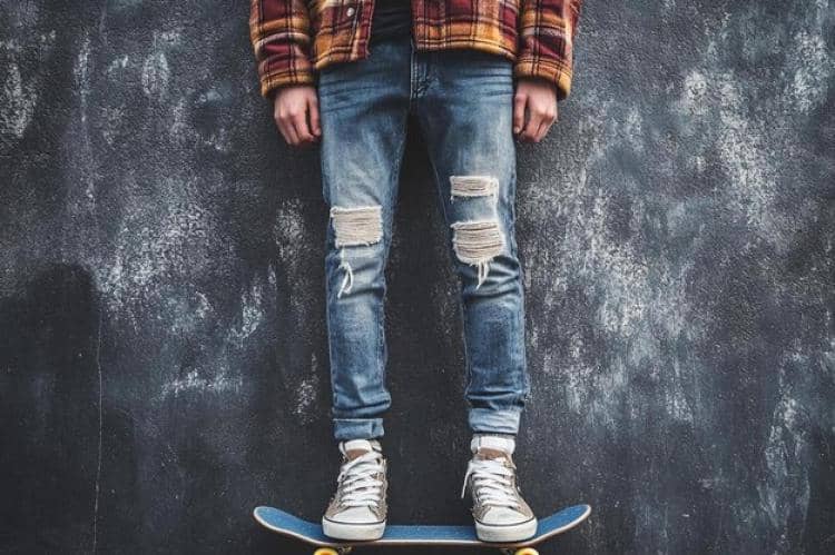 ilustrasi pria menggunakan ripped jeans