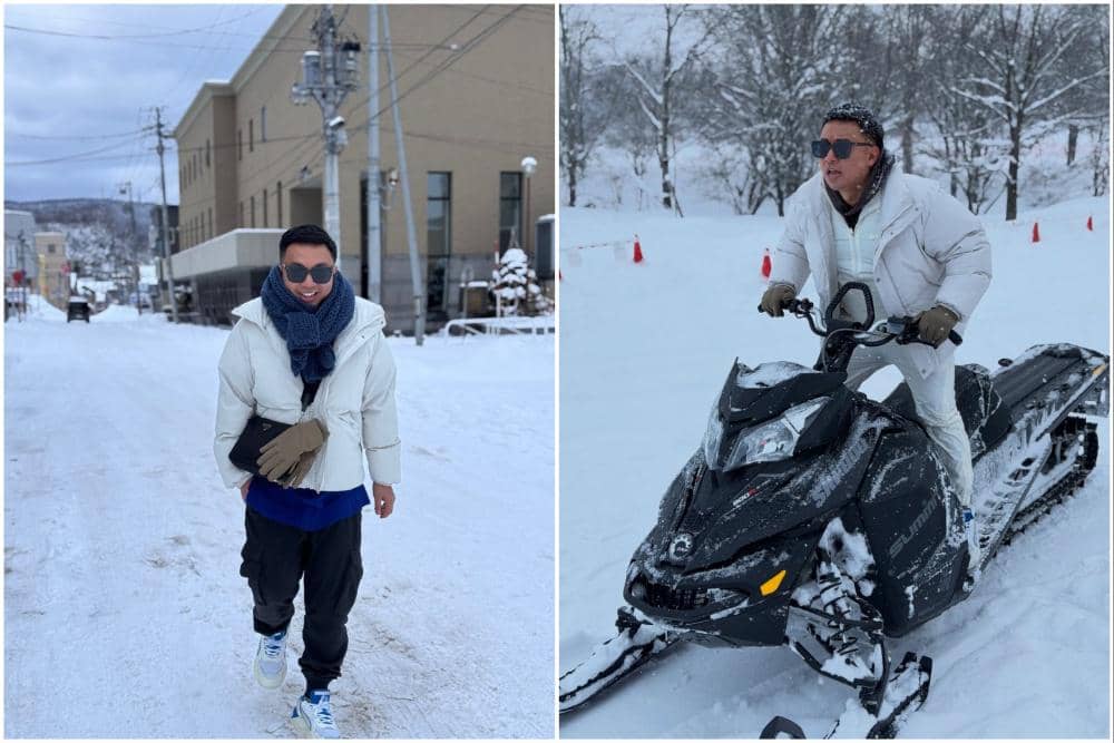 Mario Ginanjar main salju di Hokkaido.