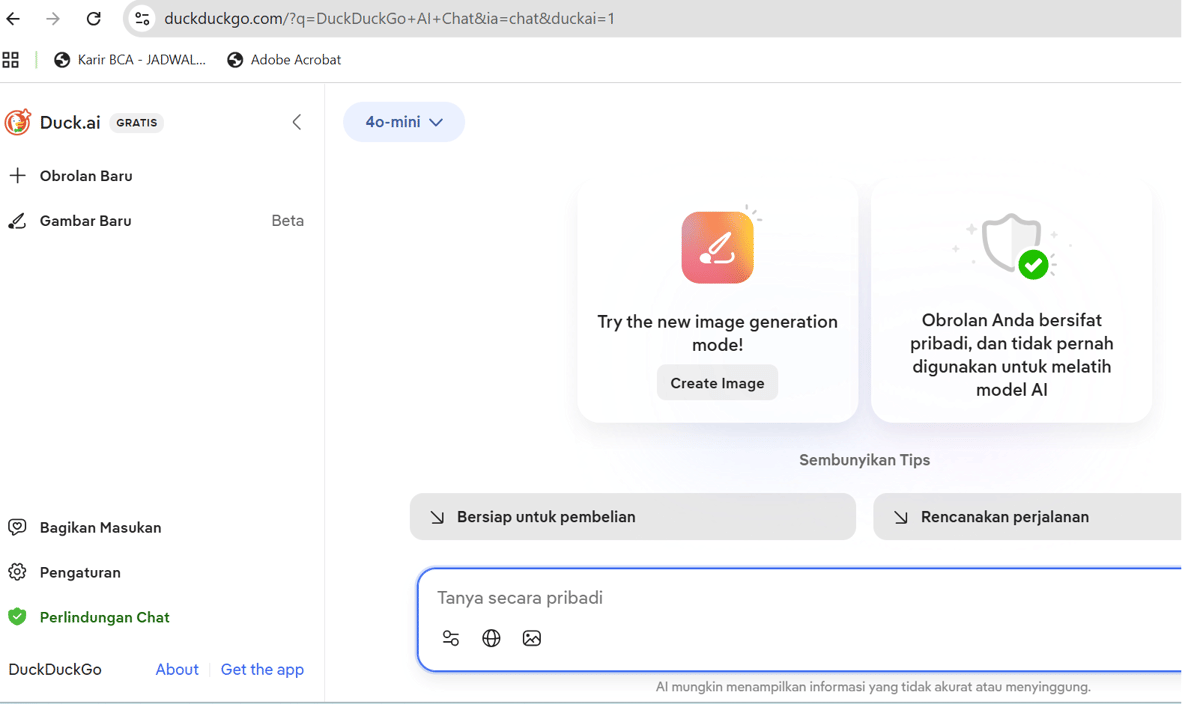 ilustrasi tampilan menu utama DuckDuckGo