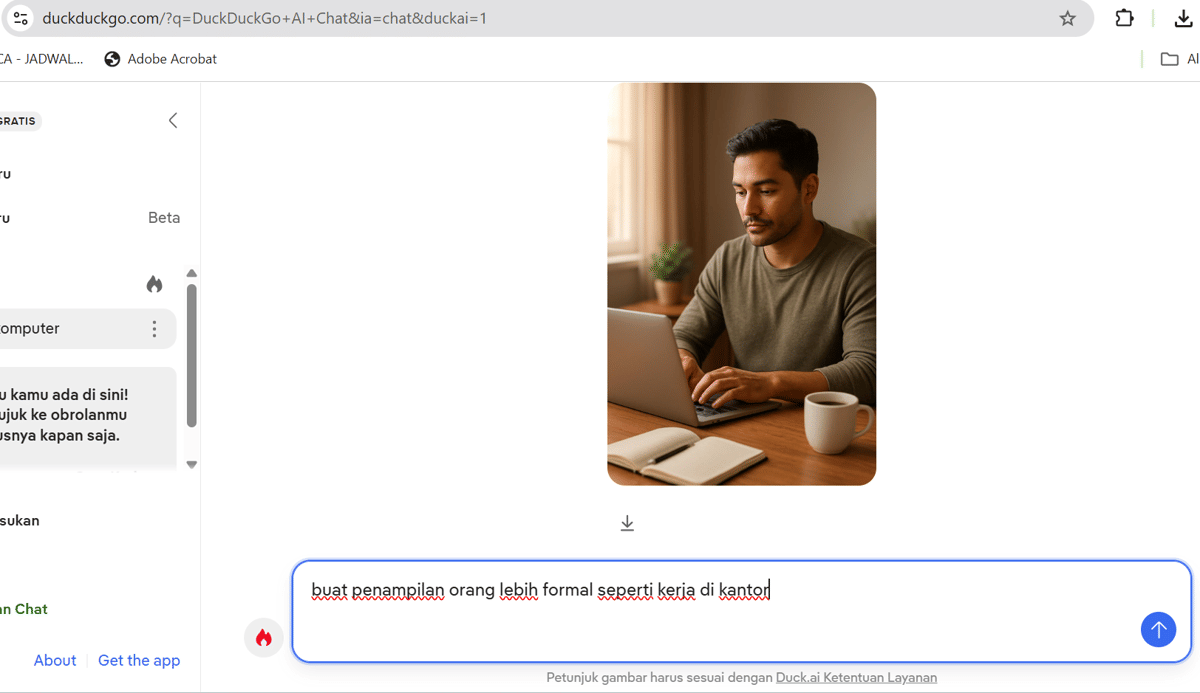 ilustrasi menulis prompt untuk menyempurnakan gambar di DuckDuckGo