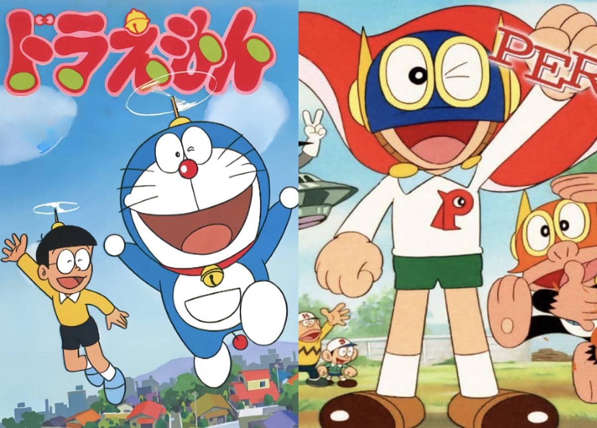 kolase poster Doraemon dan P-Man