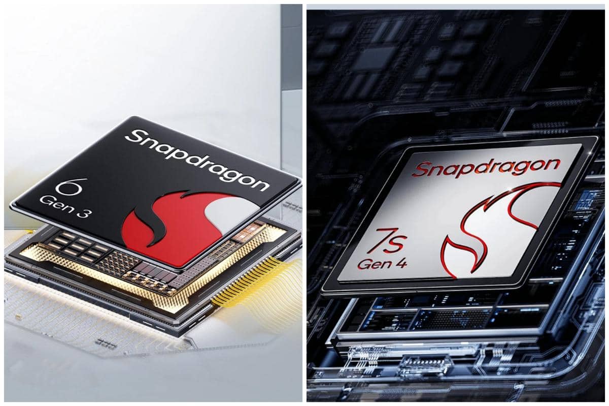 ilustrasi prosesor Qualcomm Snapdragon 6 Gen 3 (kiri) dan Qualcomm Snapdragon 7s Gen 4 (kanan)