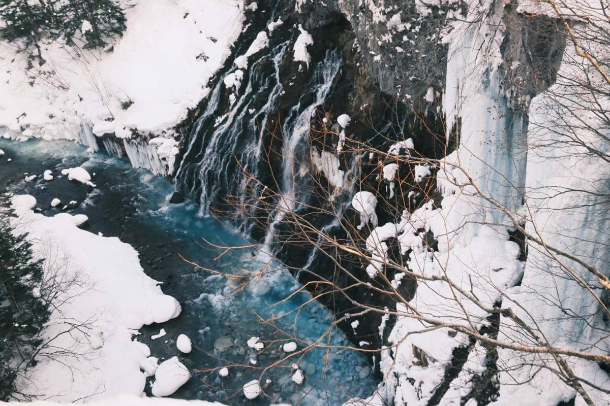 ilustrasi Blue Pond, Biei, Jepang