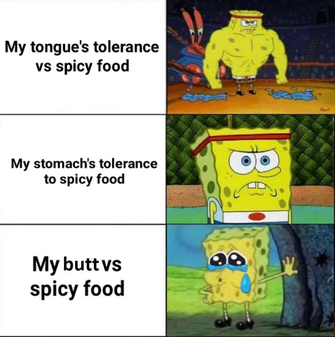 meme SpongeBob tentang makanan pedas