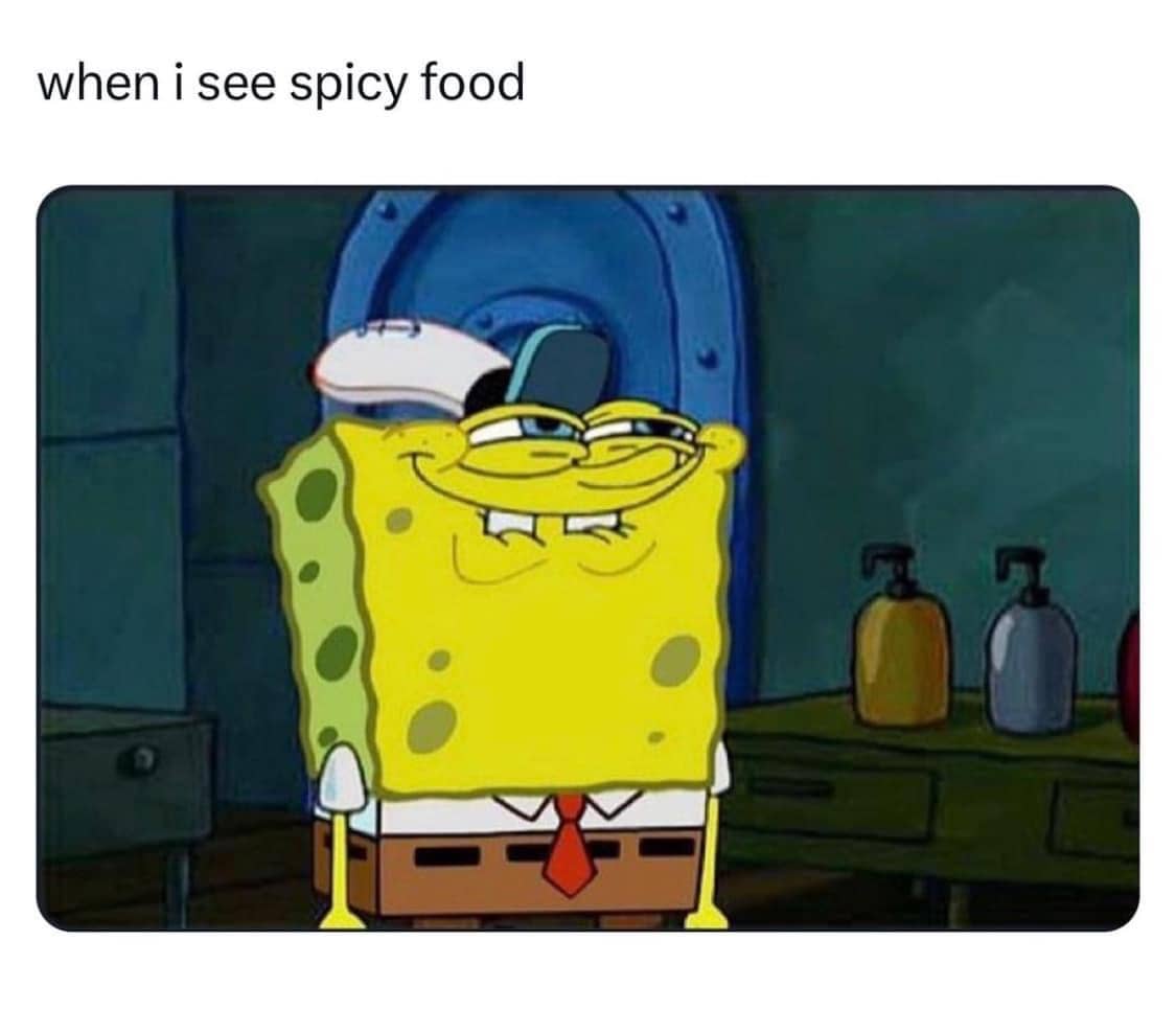 meme SpongeBob tentang makanan pedas
