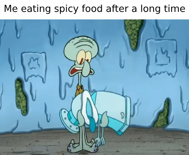 meme SpongeBob tentang makanan pedas
