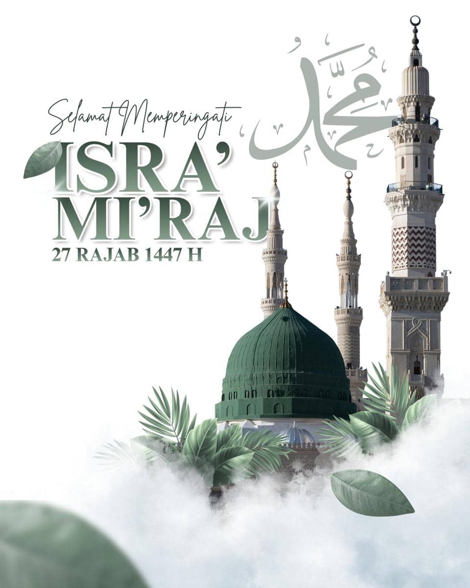 Ilustrasi poster Isra Miraj 2026 (Canva/By Dusk Studio)