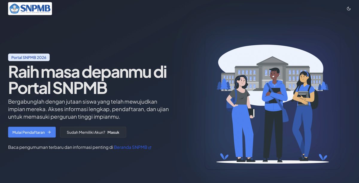 Daftar akun SNPMB bagi sekolah. (https://portal.snpmb.id)