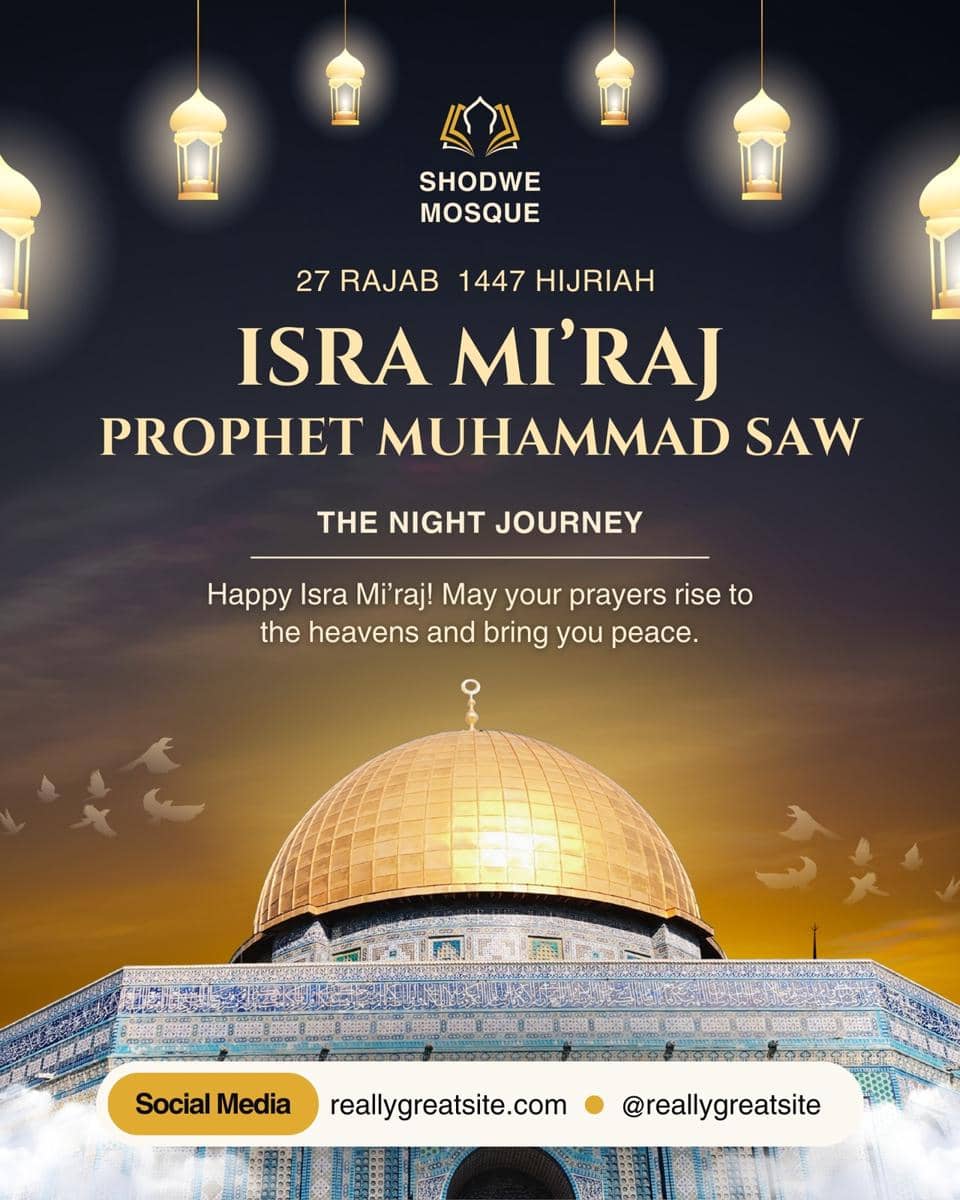 Ilustrasi poster Isra Miraj 2026 (Canva/By Cwan's Studio)