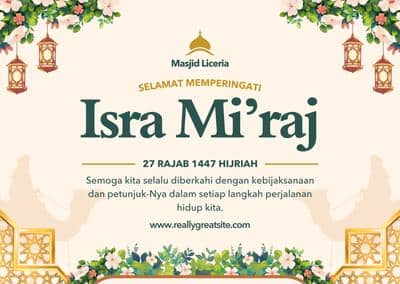 Ilustrasi kartu ucapan Isra Miraj 2026 (Canva/By Cwan's Studio)