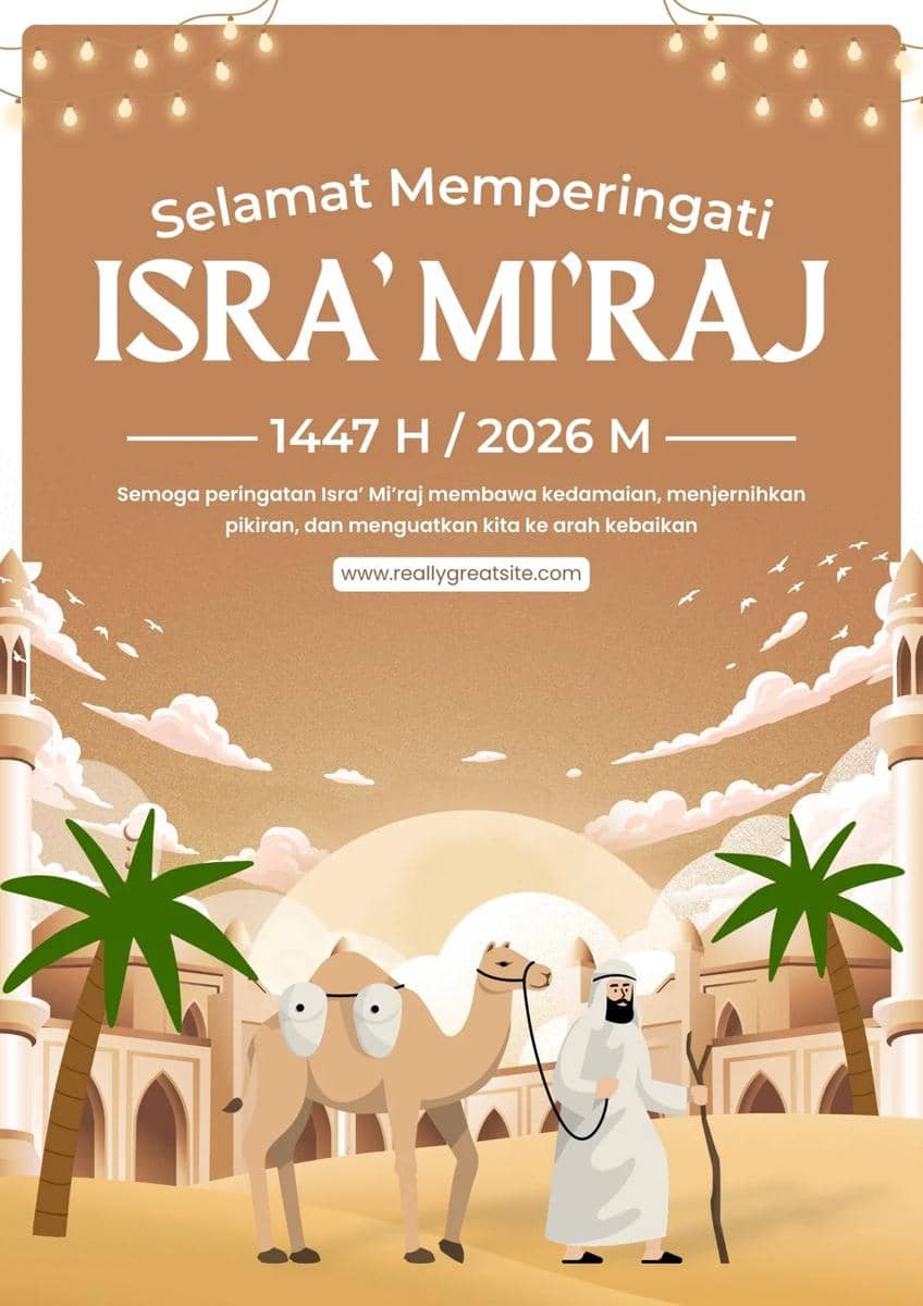 Ilustrasi poster Isra Miraj 2026 (Canva/By staysane)