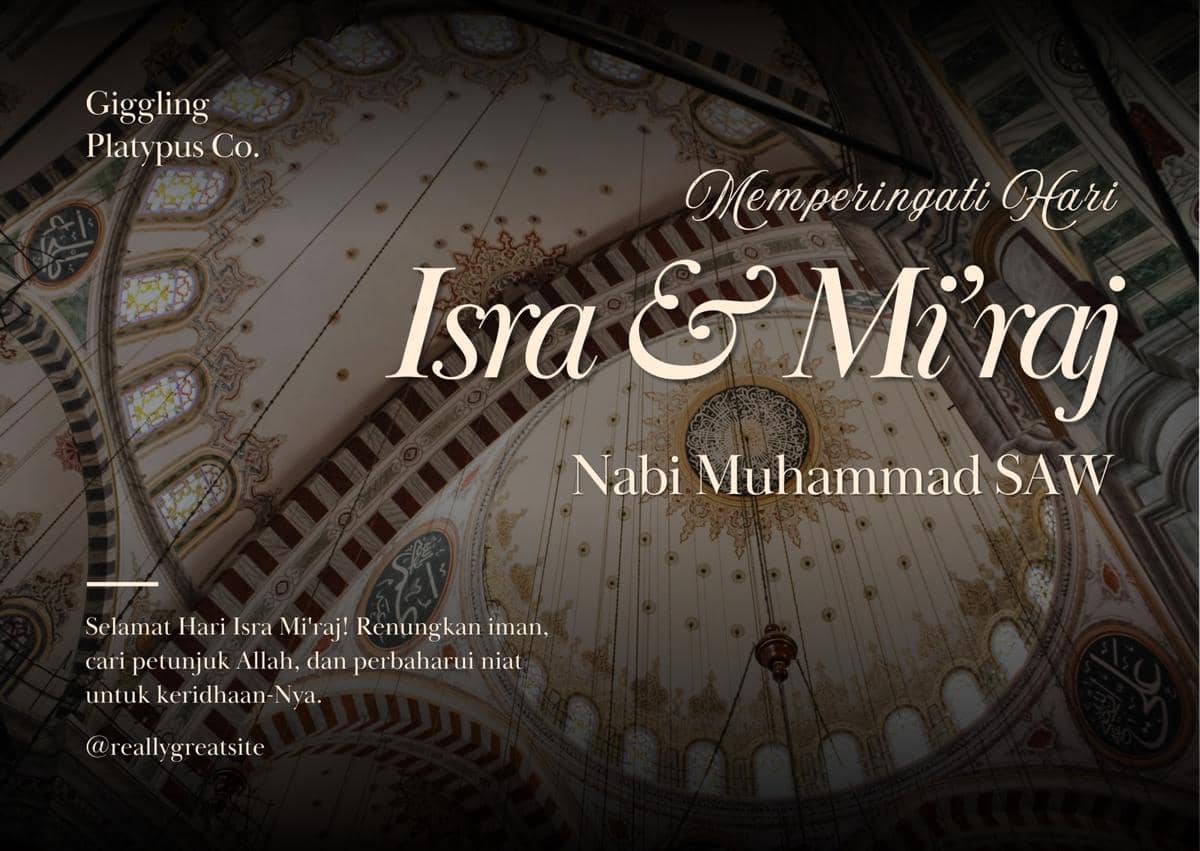 Ilustrasi kartu ucapan Isra Miraj 2026 (Canva/By Lumine)