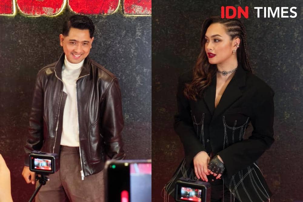 Potret Arya Saloka dan Caitlin Halderman pemeran serial Algojo di Red Carpet, Kamis (8/1/2026)