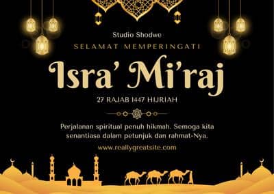 Ilustrasi kartu ucapan Isra Miraj 2026 (Canva/By Cwan's Studio)