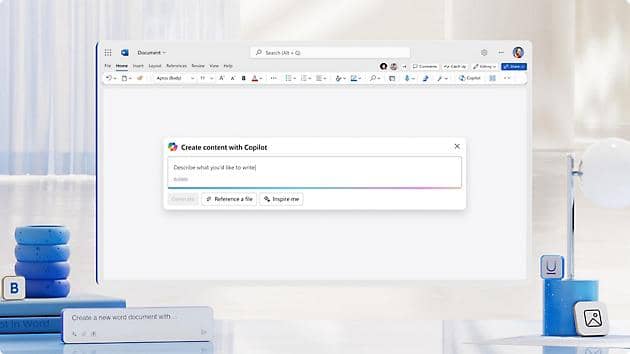 ilustrasi tampilan Microsoft Word Copilot