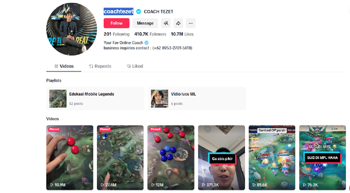 akun TikTok coach Tezet 