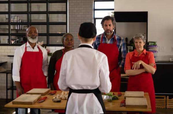 ilustrasi instruktur kelas memasak