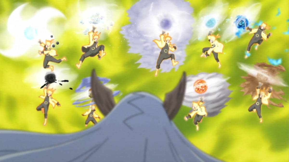 Naruto menggunakan rasengan 9 elemen